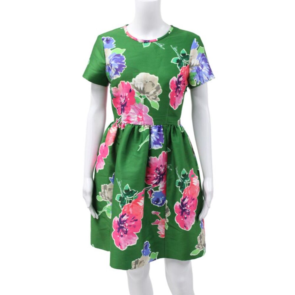 Kate Spade New York Women Fit & Flare Floral Dress Green Knee Length Size 0